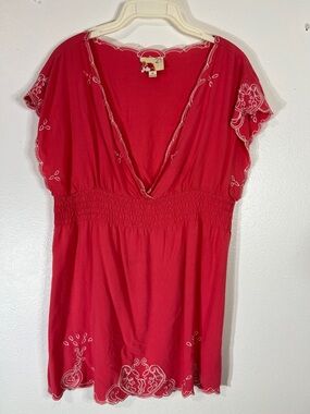Forever 21 Bright Red Women's Top with Decorative Tag